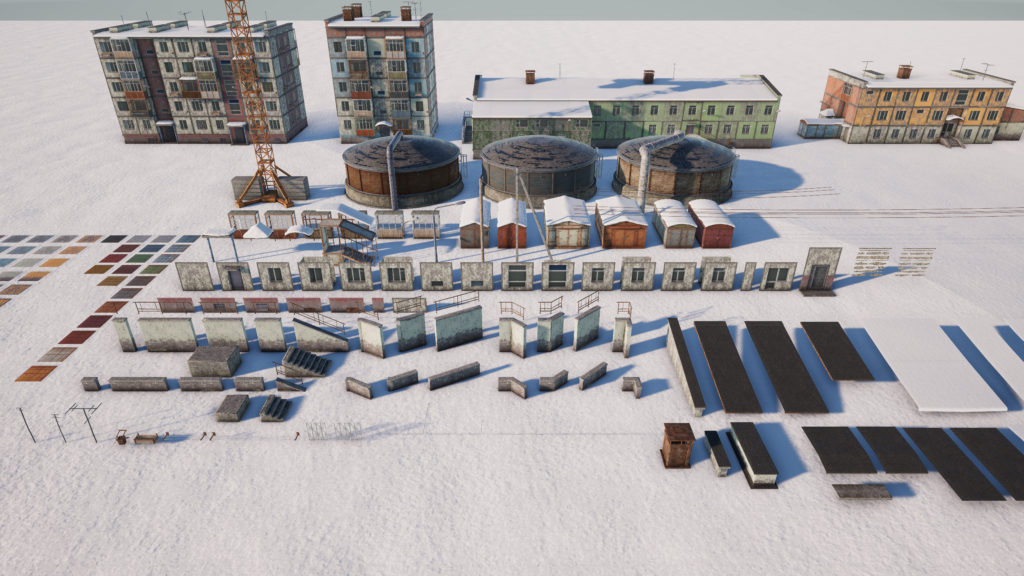 Collection of modular elements for the Soviet town in Shredders by FoamPunch