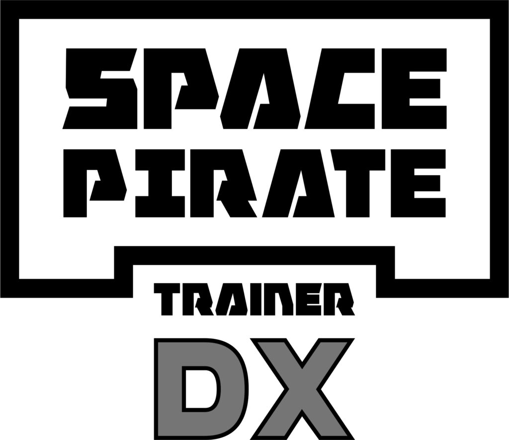 Logo of Space Pirate Trainer DX, blackened